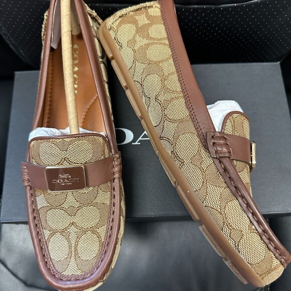 NIB! Coach Women's 8B Mona Driver In Signature Jacquard Saddle/Walnut  CC639 - Picture 3 of 10